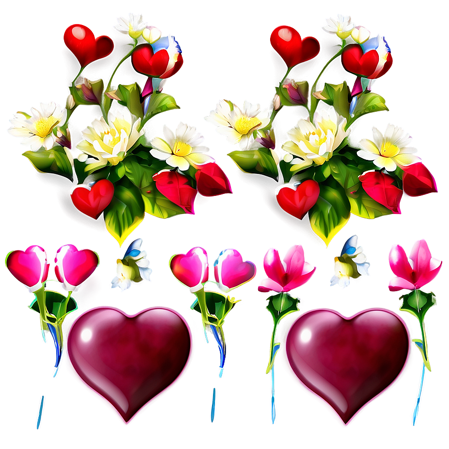 Hearts And Flowers Png 05032024