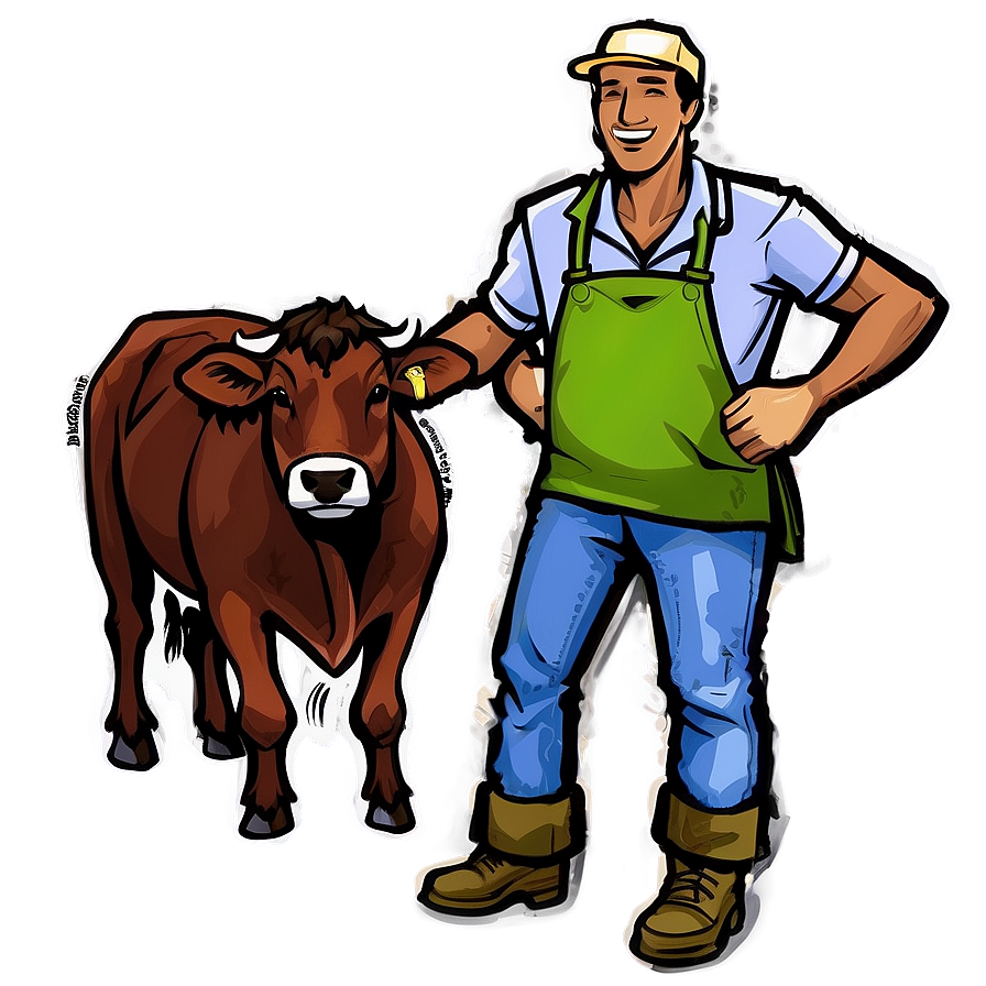 Heifer And Farmer Png 60