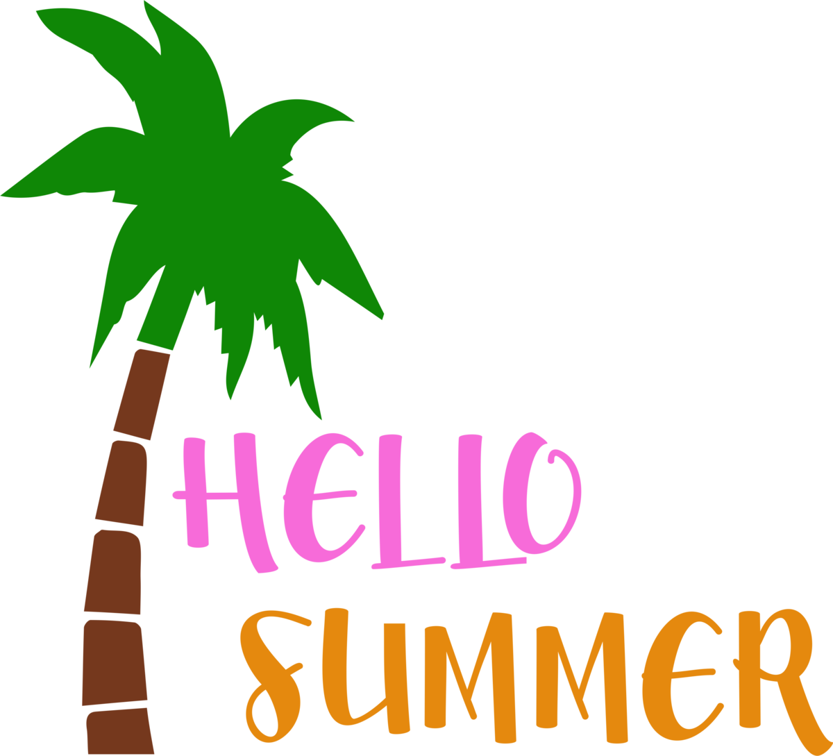 Hello Summer Palm Tree Clipart