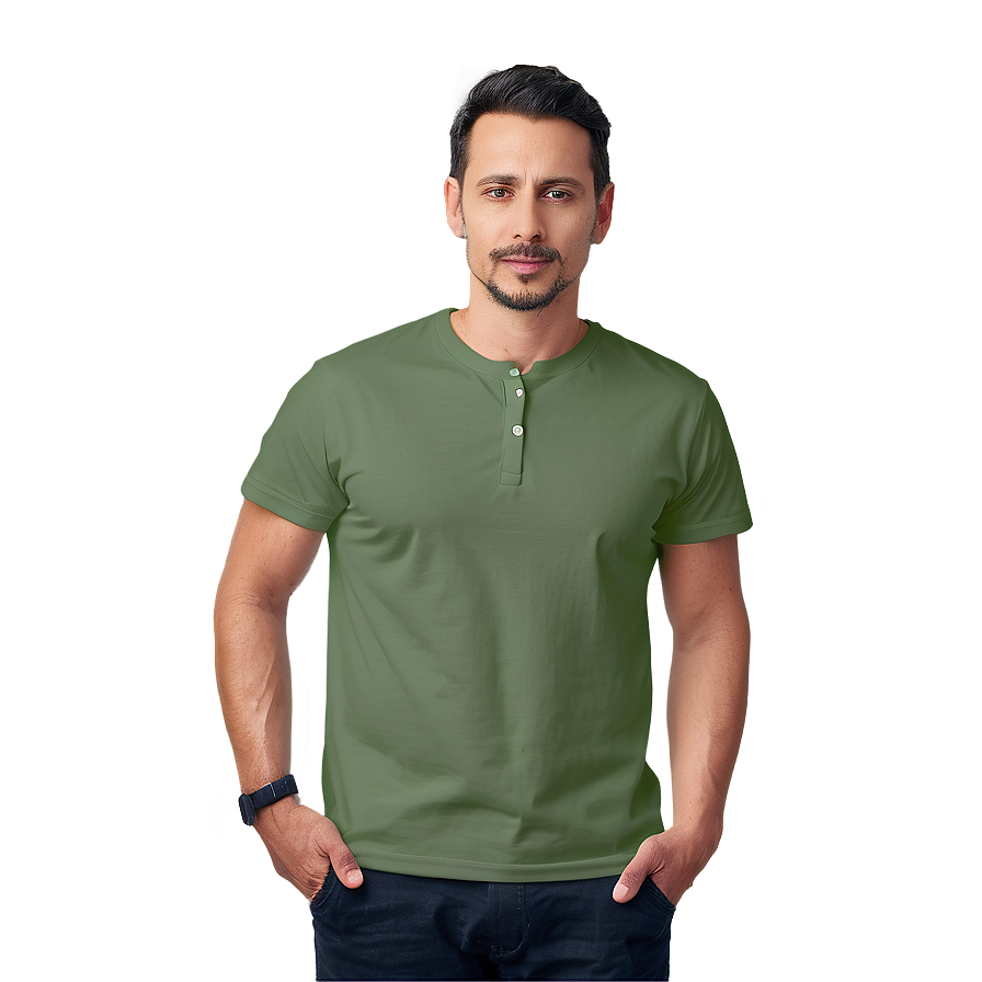 Henley T-shirt Mockup Png Qkc62