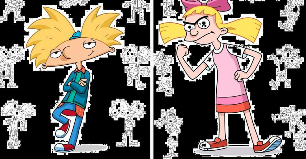 Hey Arnoldand Helga Cartoon Characters