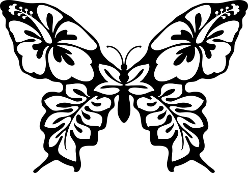 Hibiscus Butterfly Silhouette Art