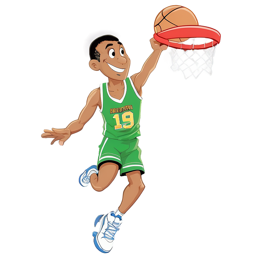 High Flying Cartoon Basketball Png 06212024