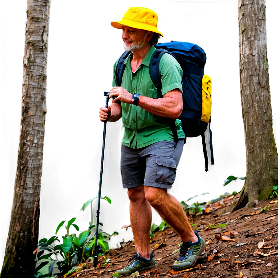 Hiker In Forest Camp Png 3