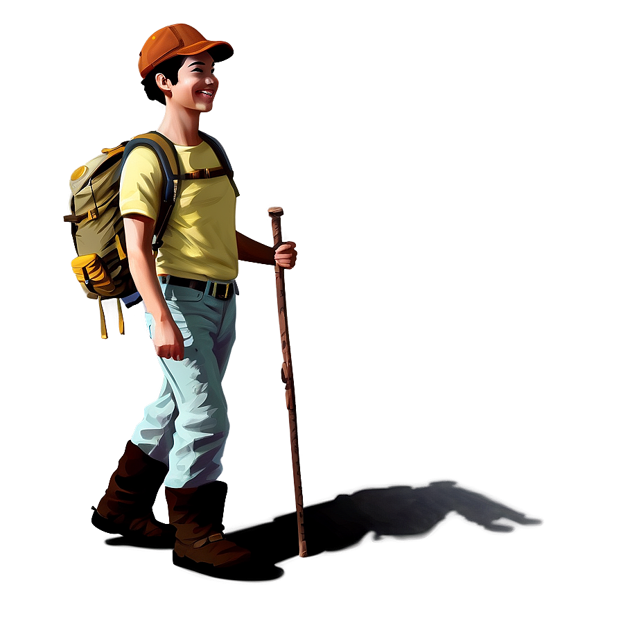 Hiker With Walking Stick Png Ftu