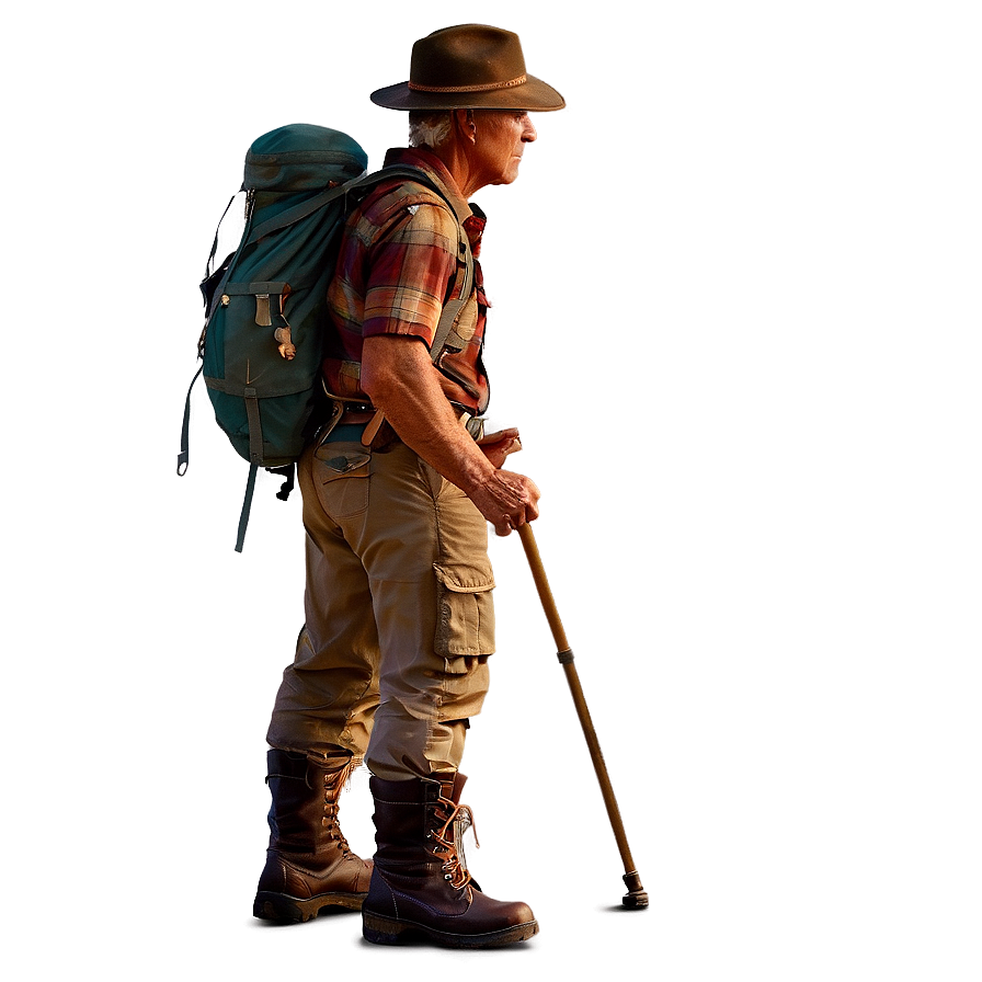 Hiker With Walking Stick Png Xqs