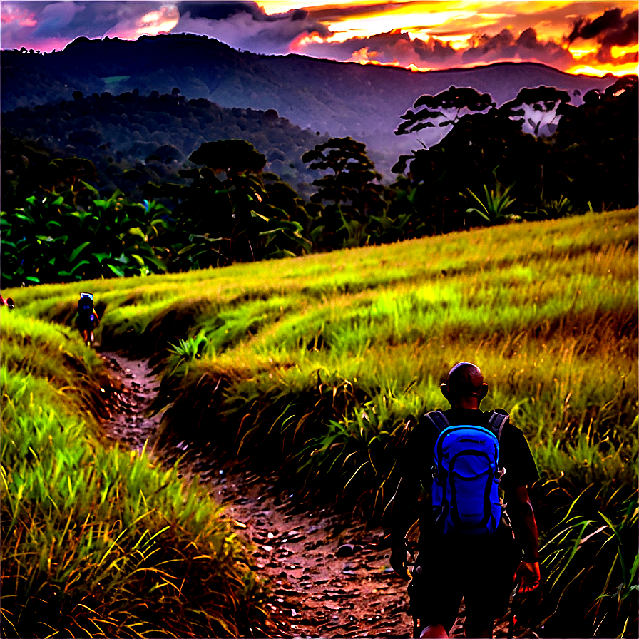 Hiking At Sunrise Png Daq