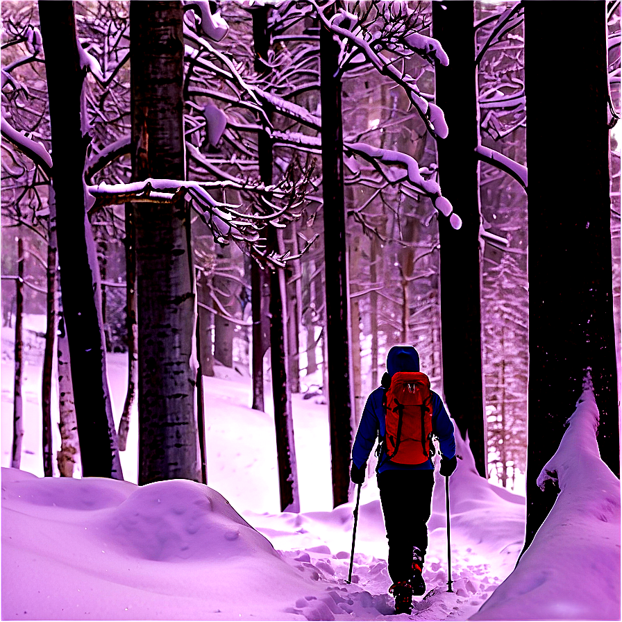 Hiking In Winter Snow Png 88