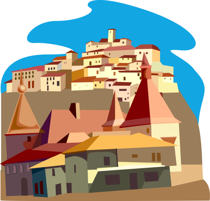 Hilltop_ Village_ Illustration