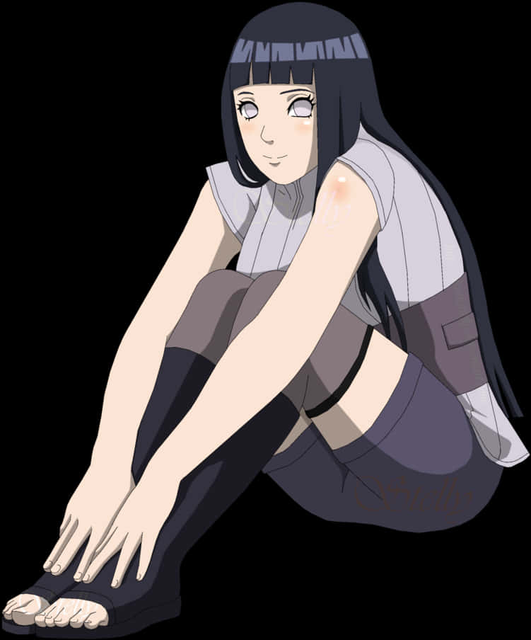 Hinata Hyuga Anime Character Sitting