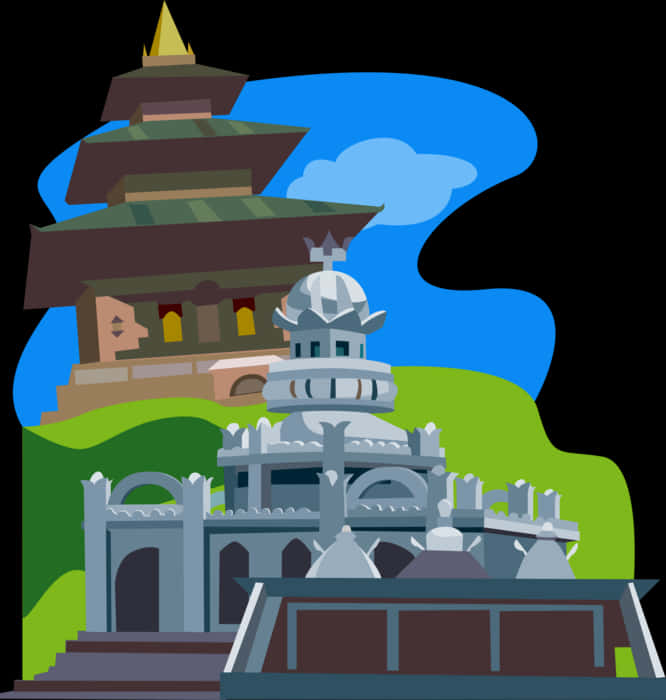 Hindu_ Temple_ Illustration_ Vector