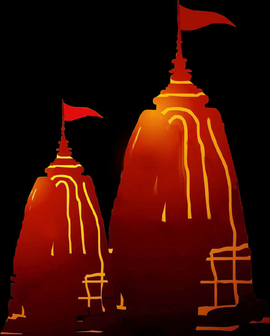 Hindu Temple Silhouette Art