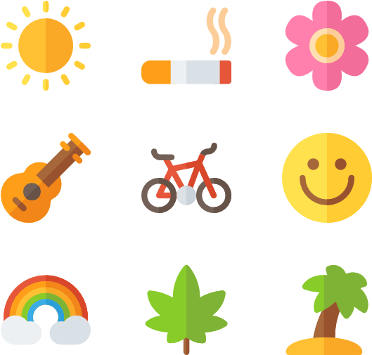 Hippie Culture Icons Set