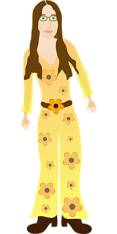 Hippie Fashion Cartoon Character