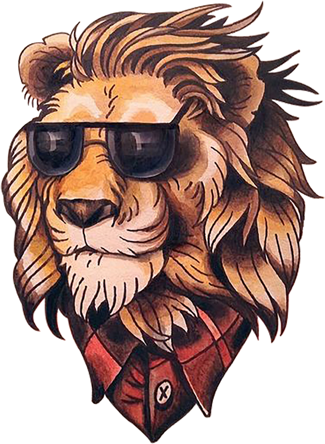 Hipster Lion Tattoo Design