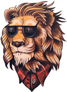 Hipster Lion Tattoo Design