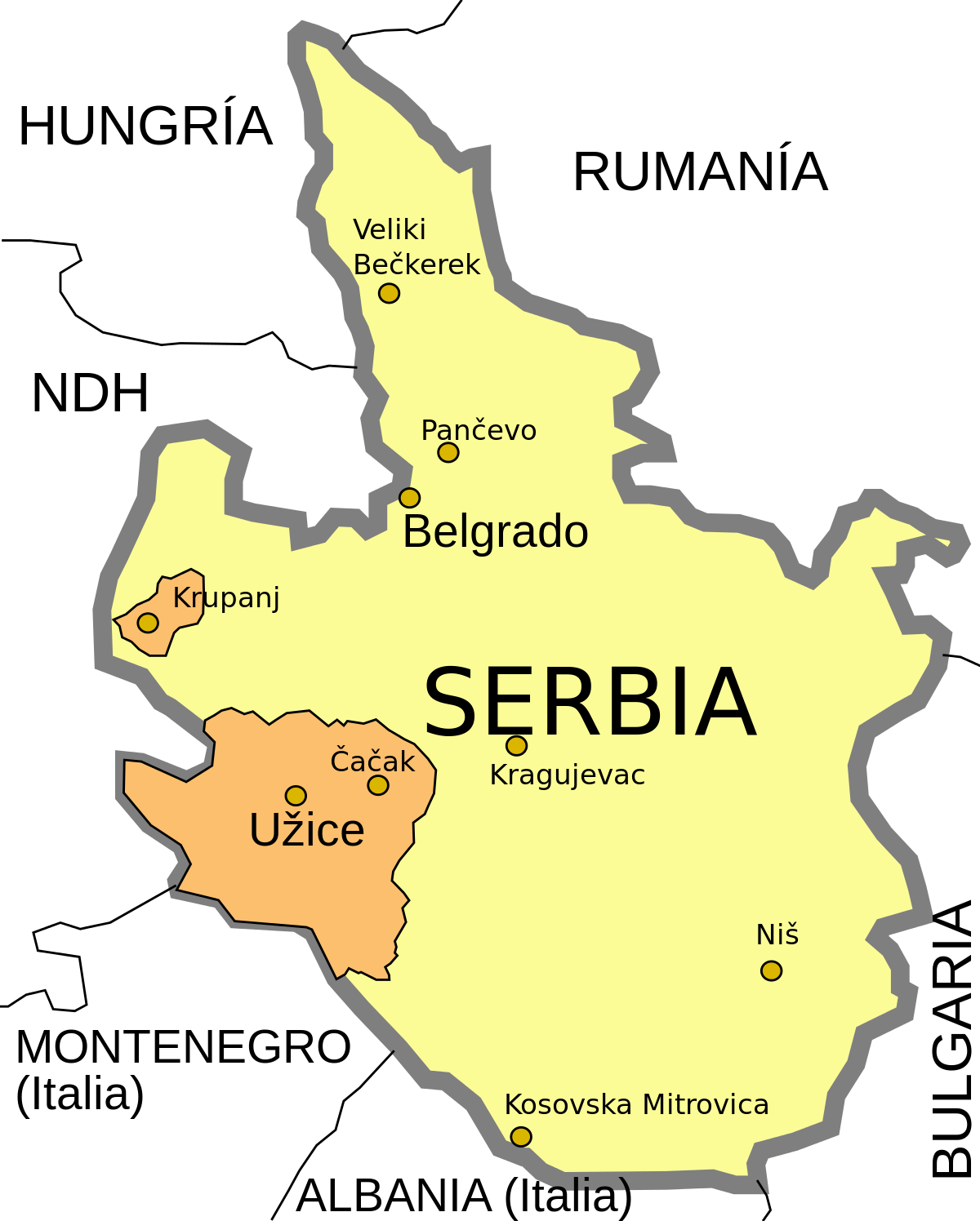 Historical Mapof Serbia During W W I I