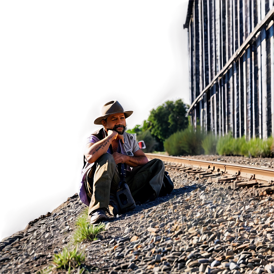 Hobo By The Railroad Tracks Png 90