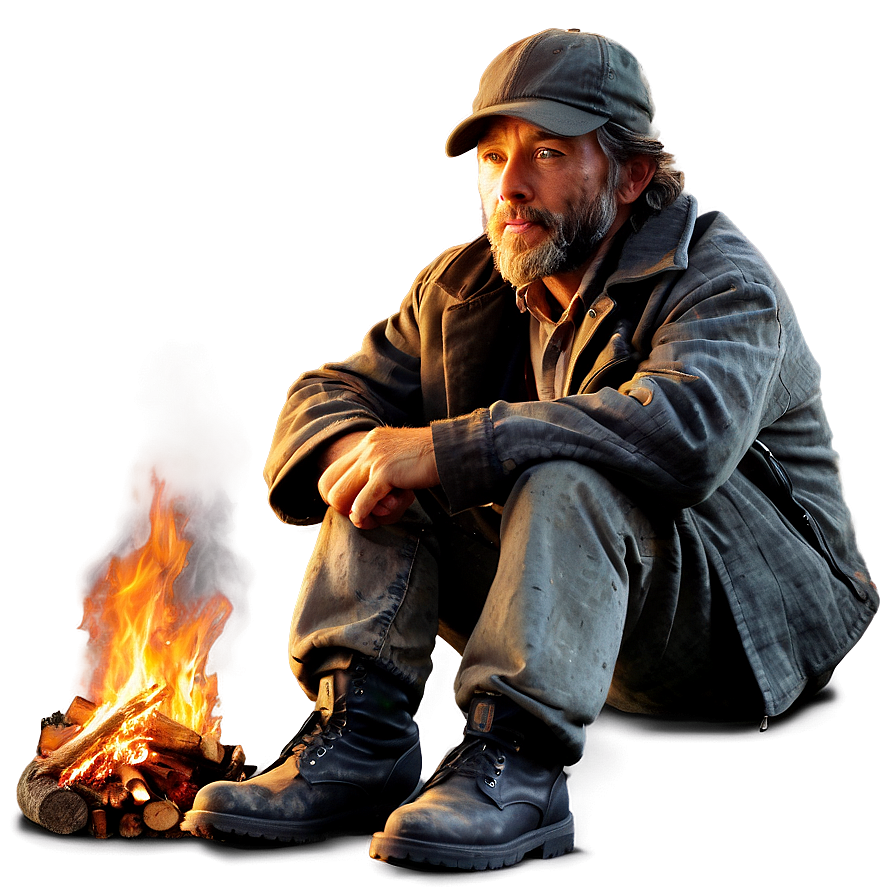 Hobo Resting By Fire Png 37