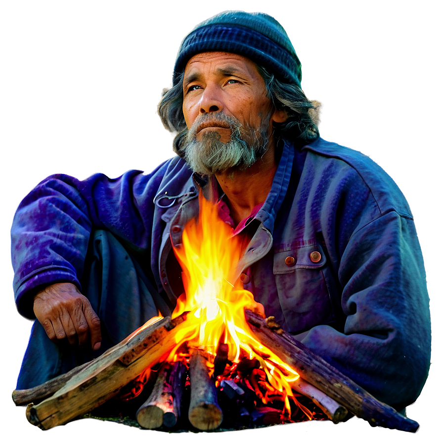 Hobo Resting By Fire Png Iow