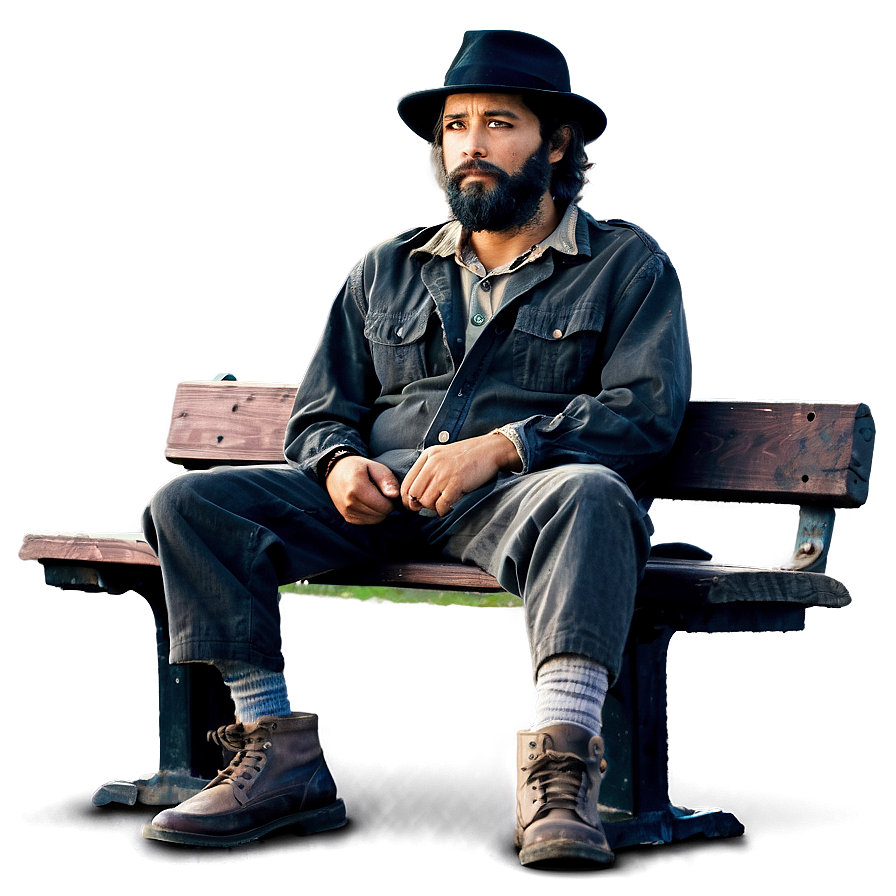 Hobo Sitting On Bench Png 38