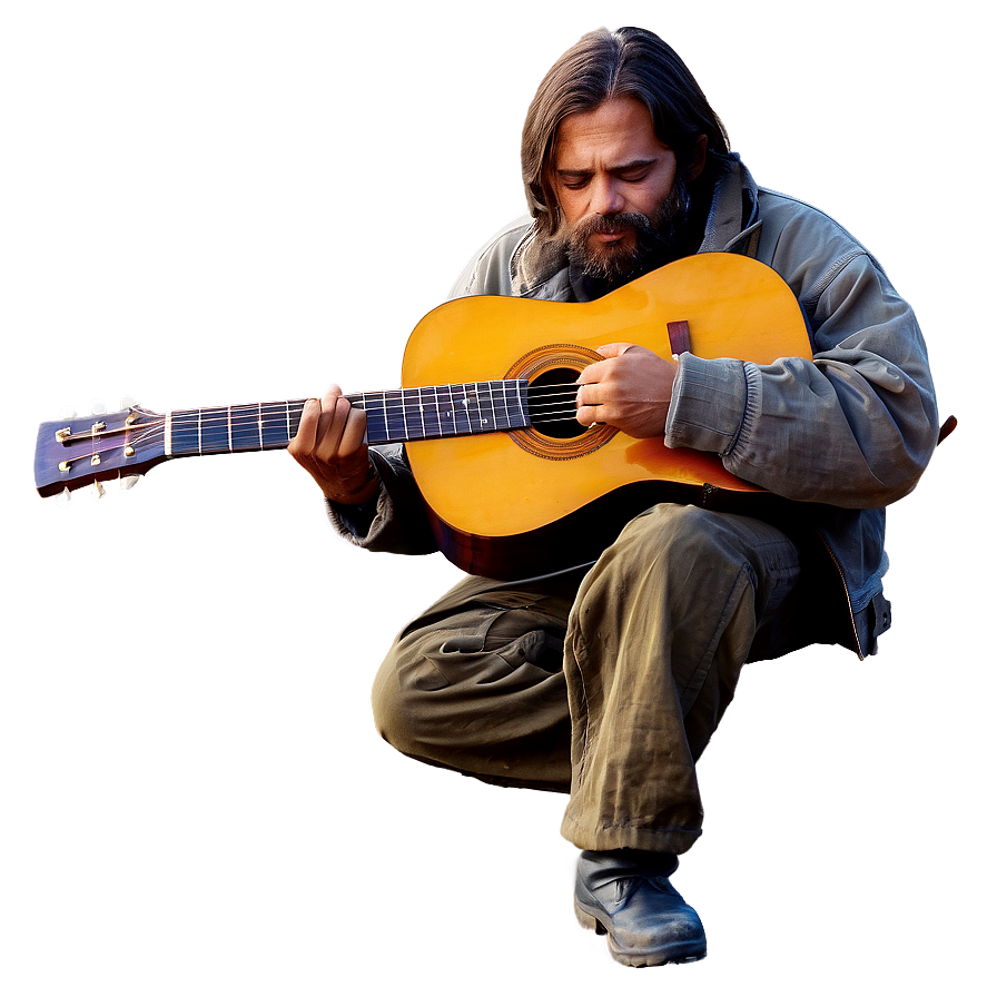 Hobo With Guitar Png 06242024