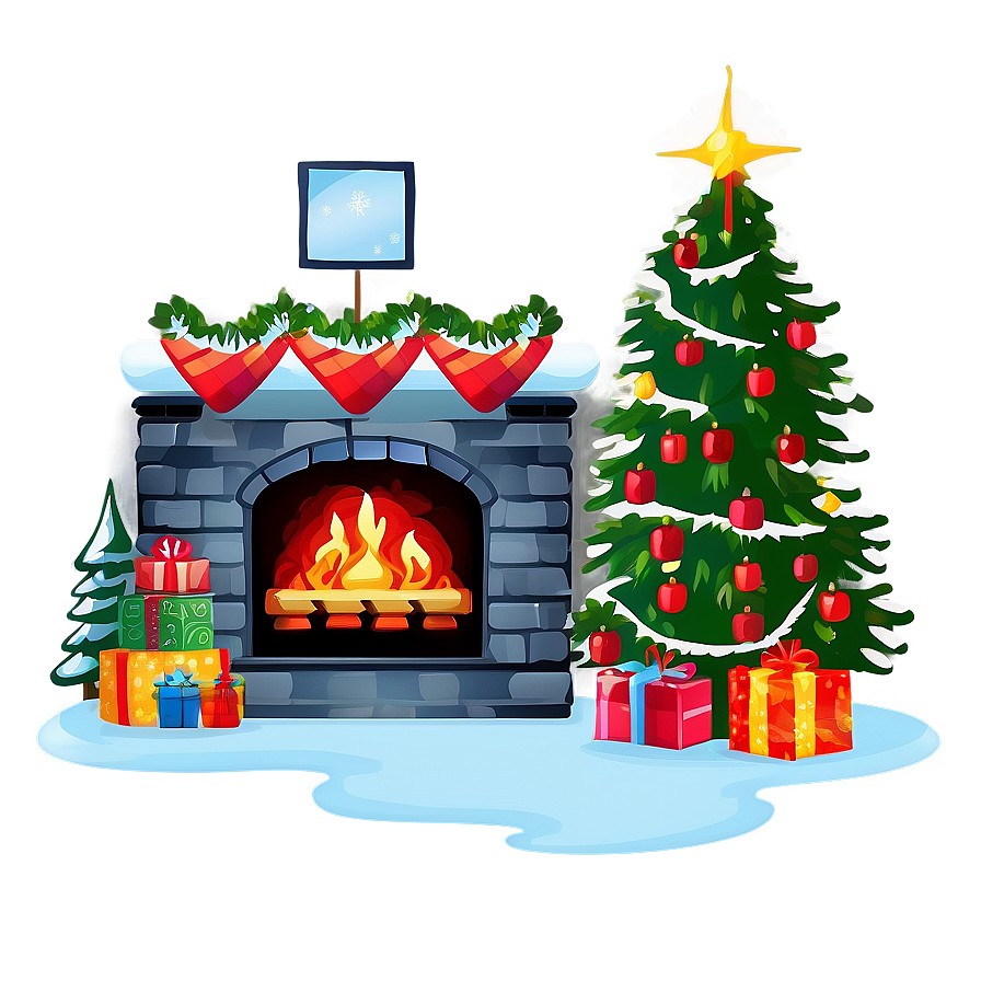 Holiday Fireplace Scene Png Huk66