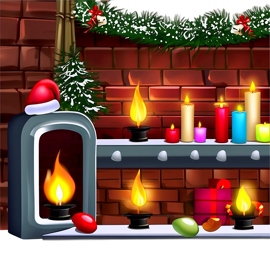 Holiday Fireplace Scene Png Nsk