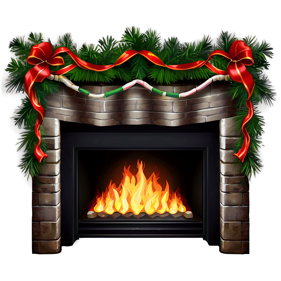 Holiday Fireplace With Garland Png 06262024