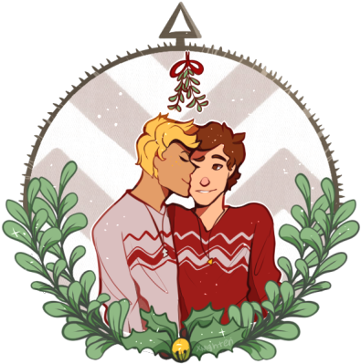 Holiday Mistletoe Kiss Cartoon