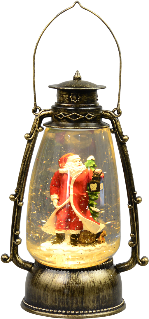 Holiday Santa Snow Globe Lantern