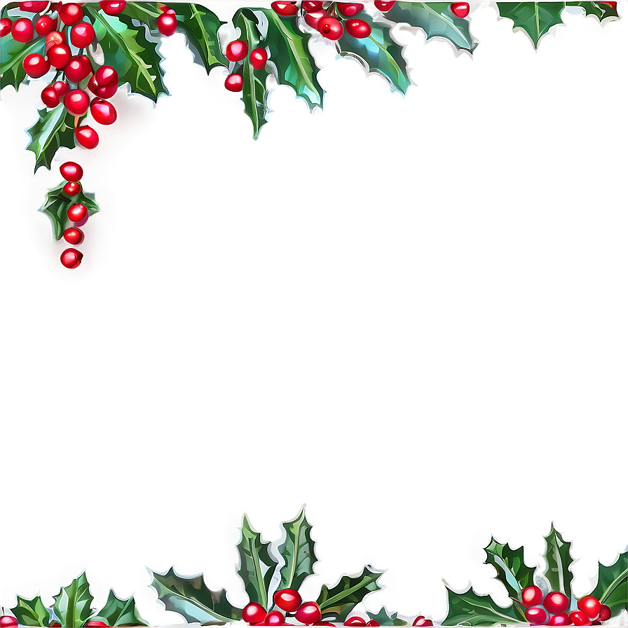 Holly And Berries Holiday Border Png 38