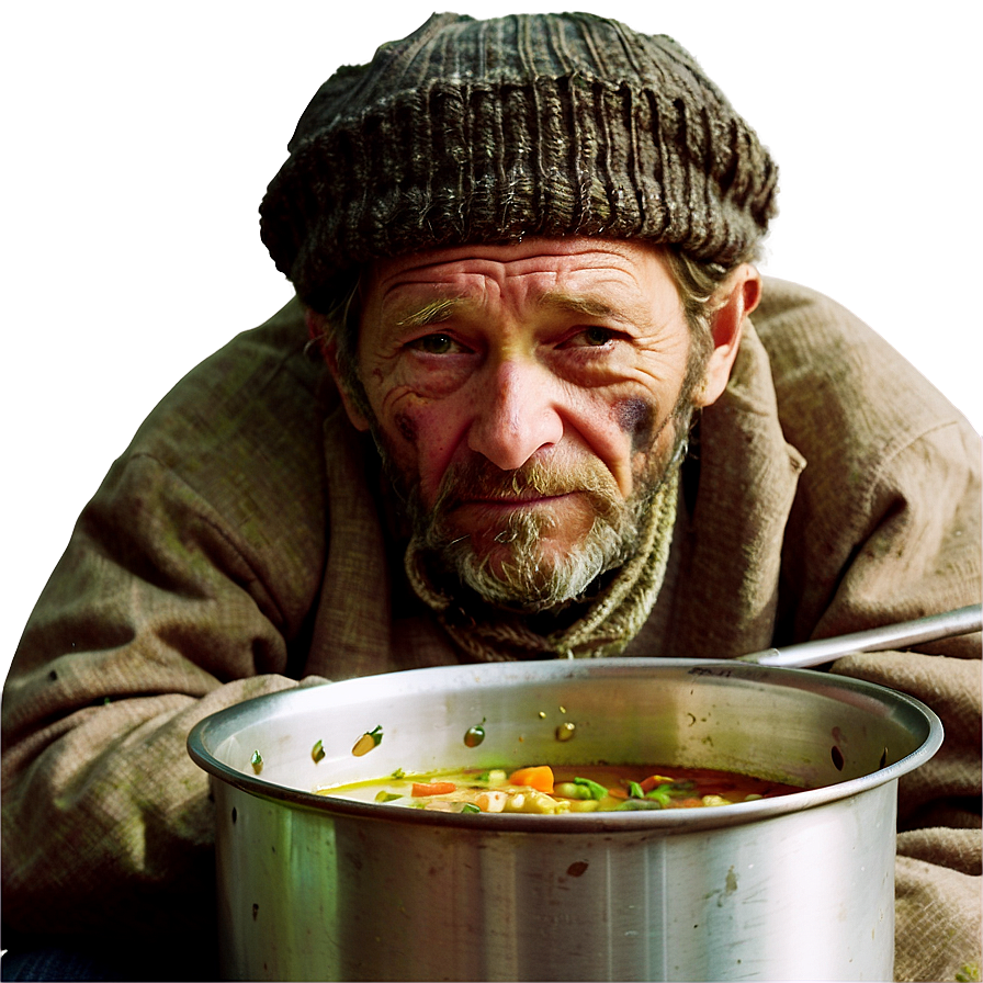 Homeless Man And Soup Kitchen Png 06132024