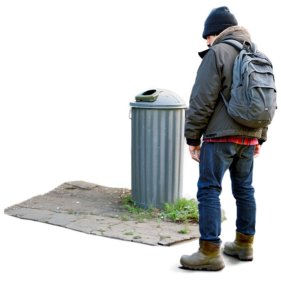 Homeless Man By Trash Can Png Bdr66