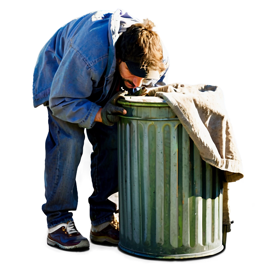 Homeless Man By Trash Can Png Bhd42