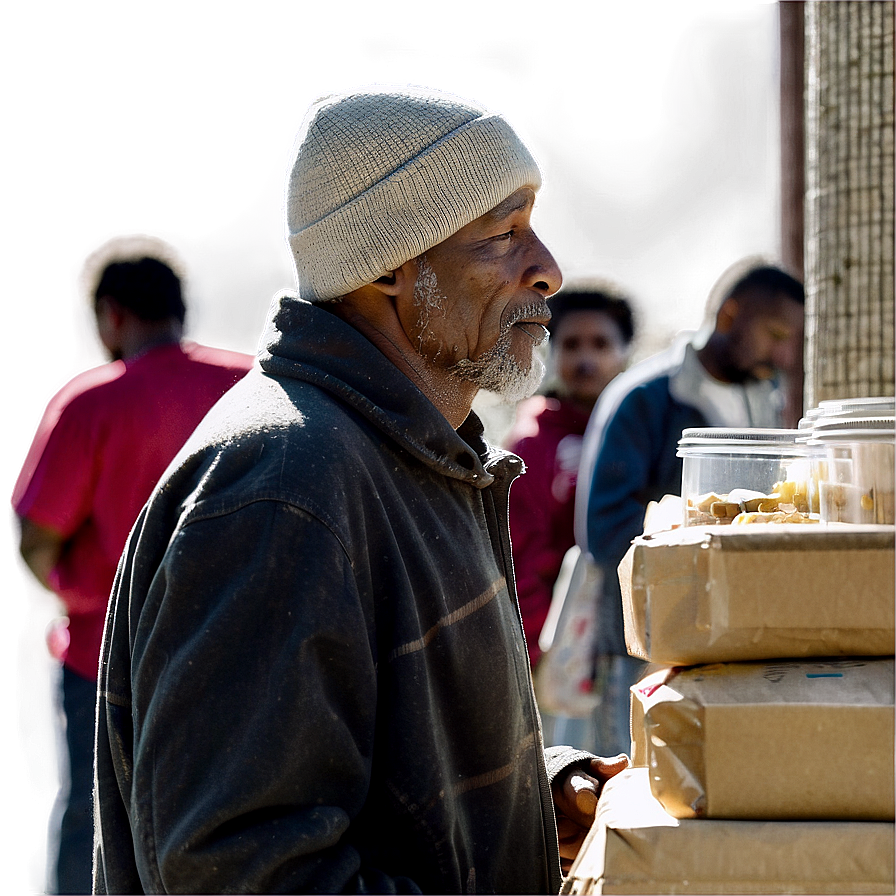 Homeless Man In Line For Food Png Mbj28