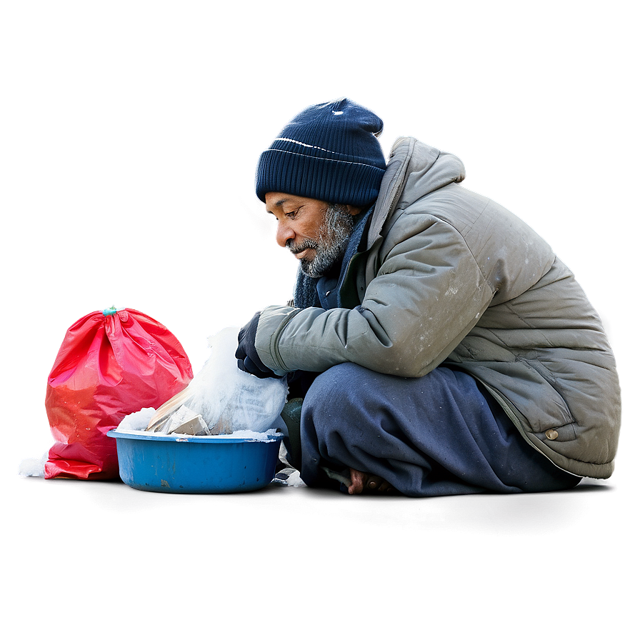 Homeless Man In Winter Png Wgb