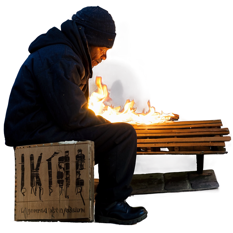 Homeless Man Lighting Fire Png Dpu65