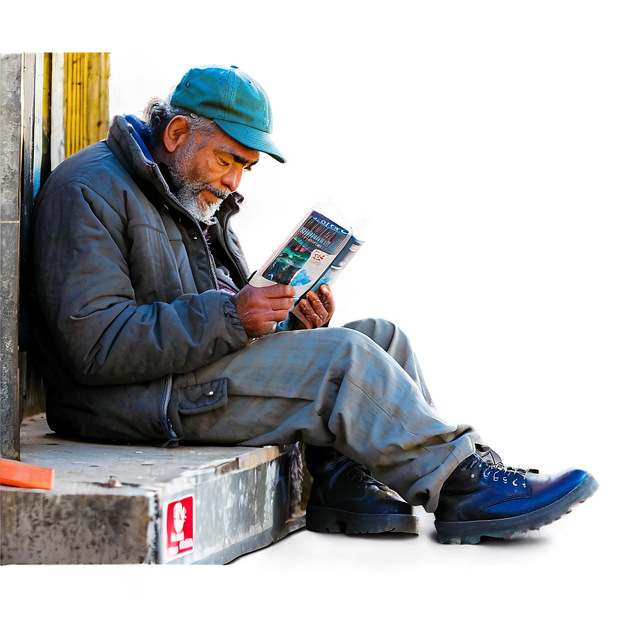 Homeless Man Reading Png Sws93