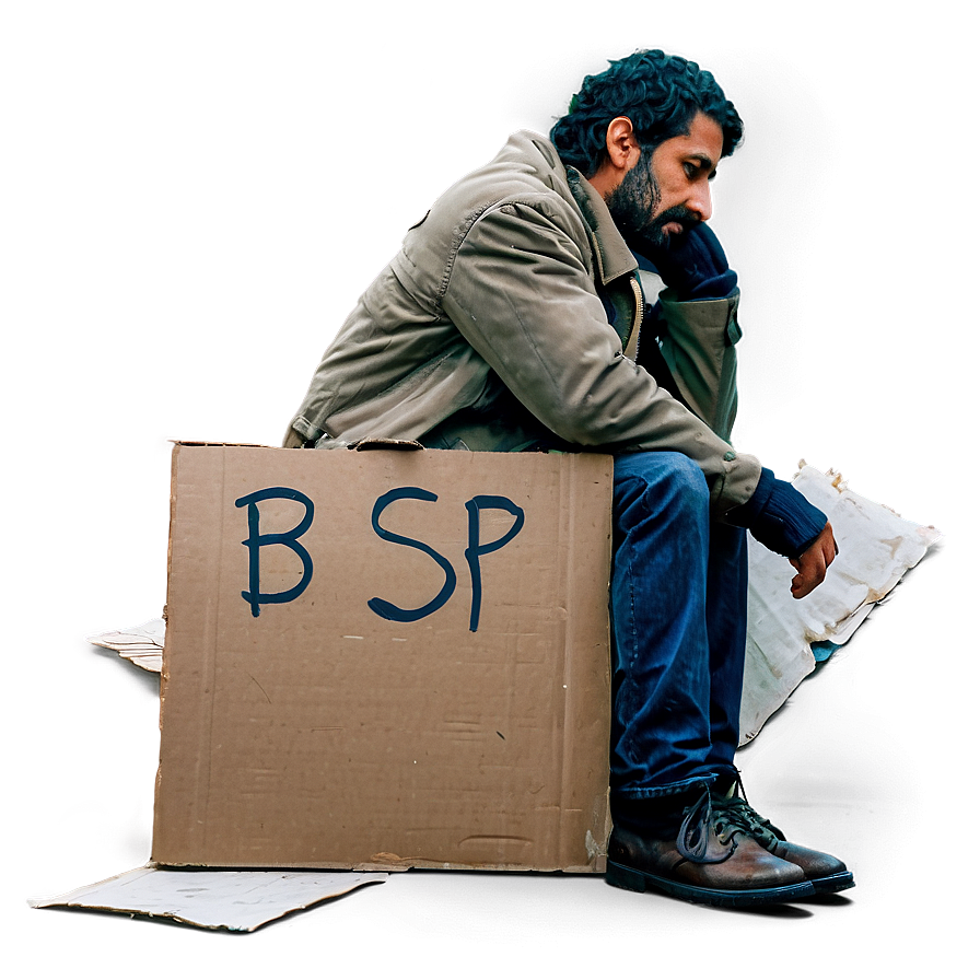 Homeless Man With Cardboard Png 42