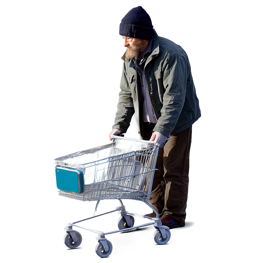 Homeless Man With Trolley Png 06132024