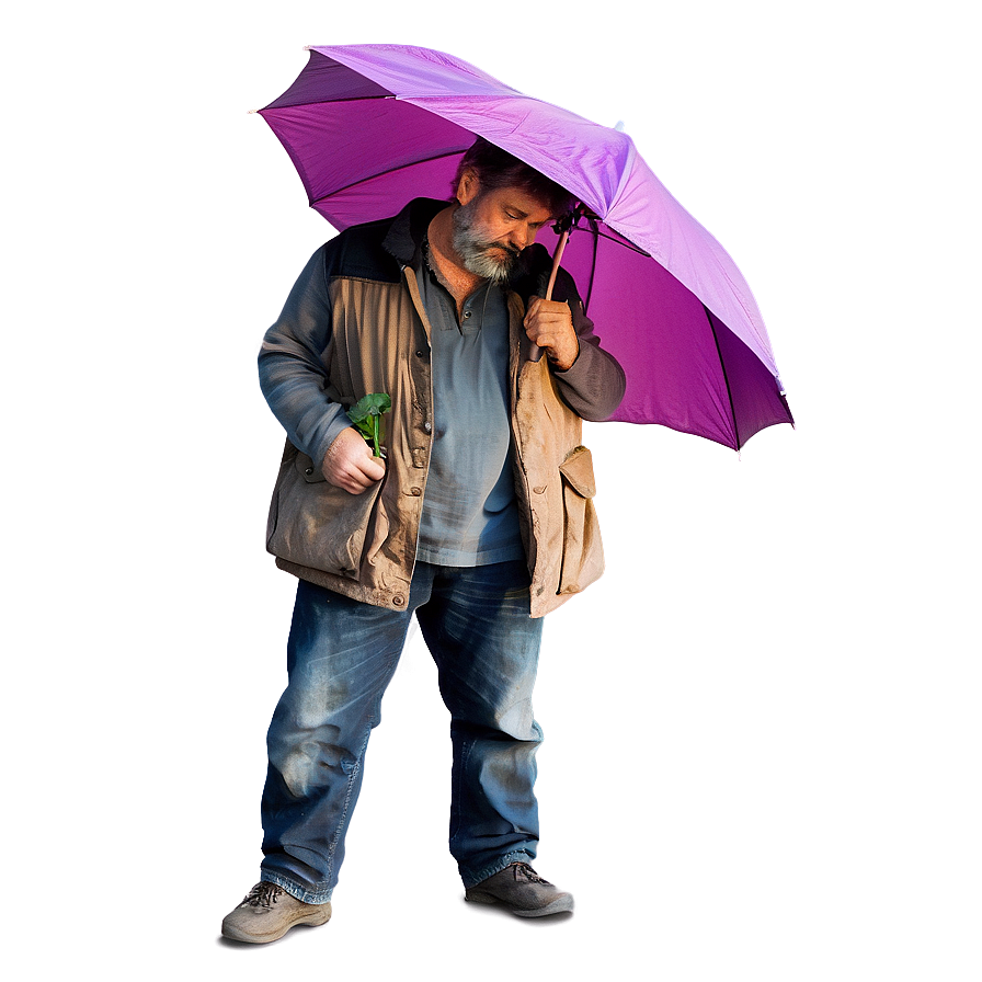 Homeless Man With Umbrella Png 06132024