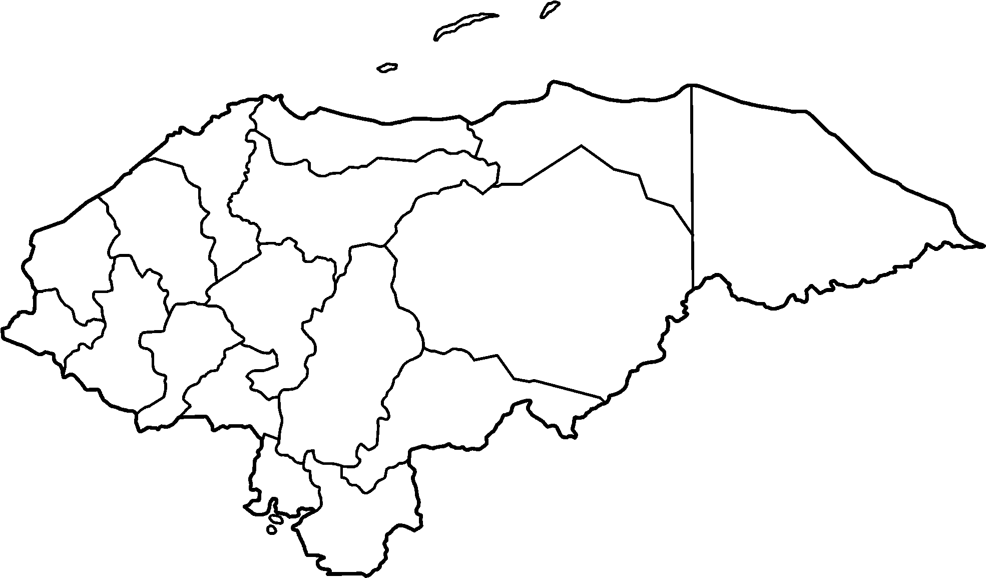 Honduras Administrative Divisions Outline