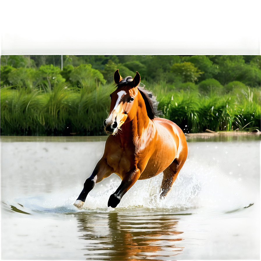 Horse Running In Water Splash Png 06292024