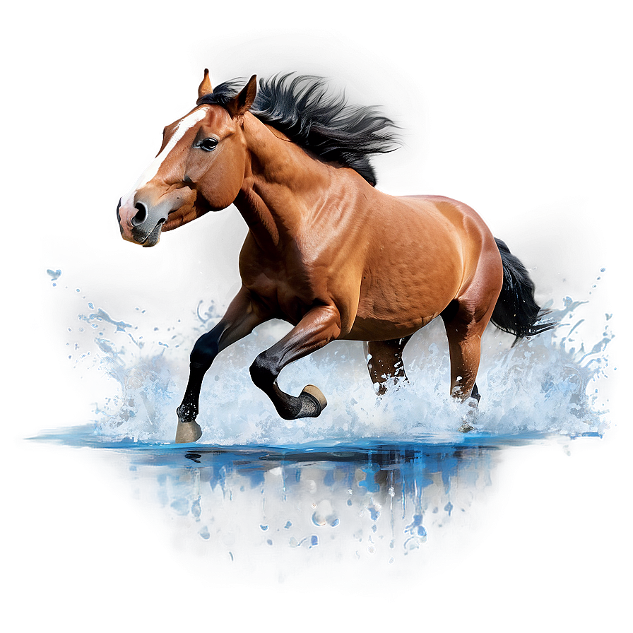 Horse Running In Water Splash Png Xmh61