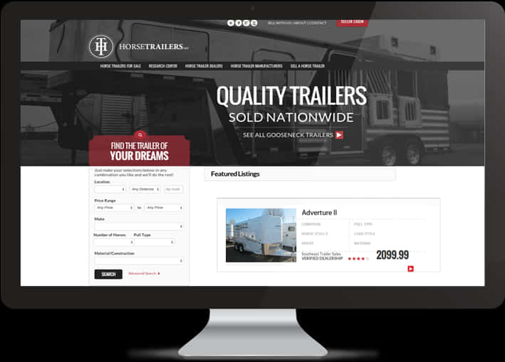 Horse Trailer Website Homepage