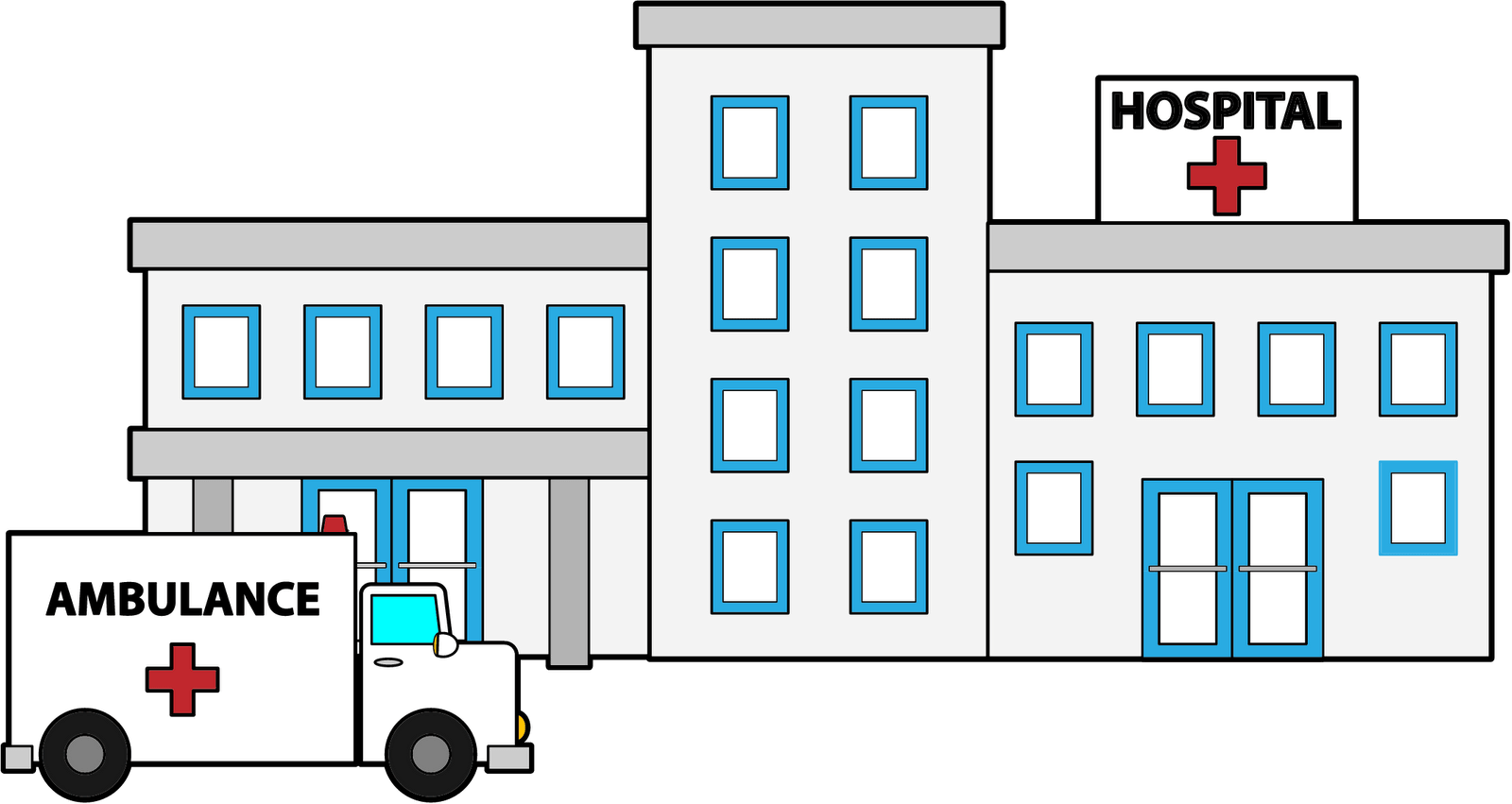 Hospital Buildingand Ambulance Vector