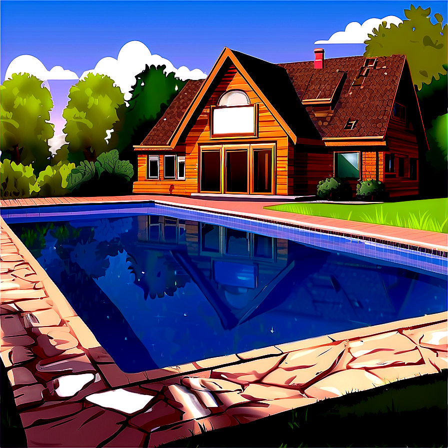 House With Pool Clipart Png Sdu