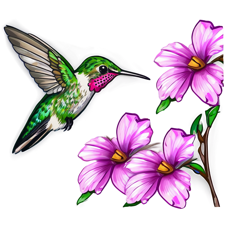 Hummingbird With Flowers Png 76