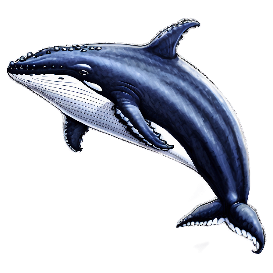 Humpback Whale Detailed Sketch Png Ptq26